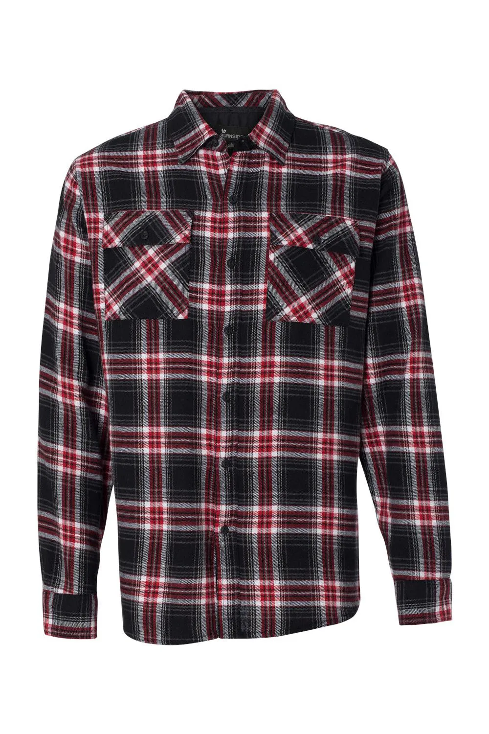 Burnside Mens Flannel Long Sleeve Button Down Shirt w/ Double Pockets - Red