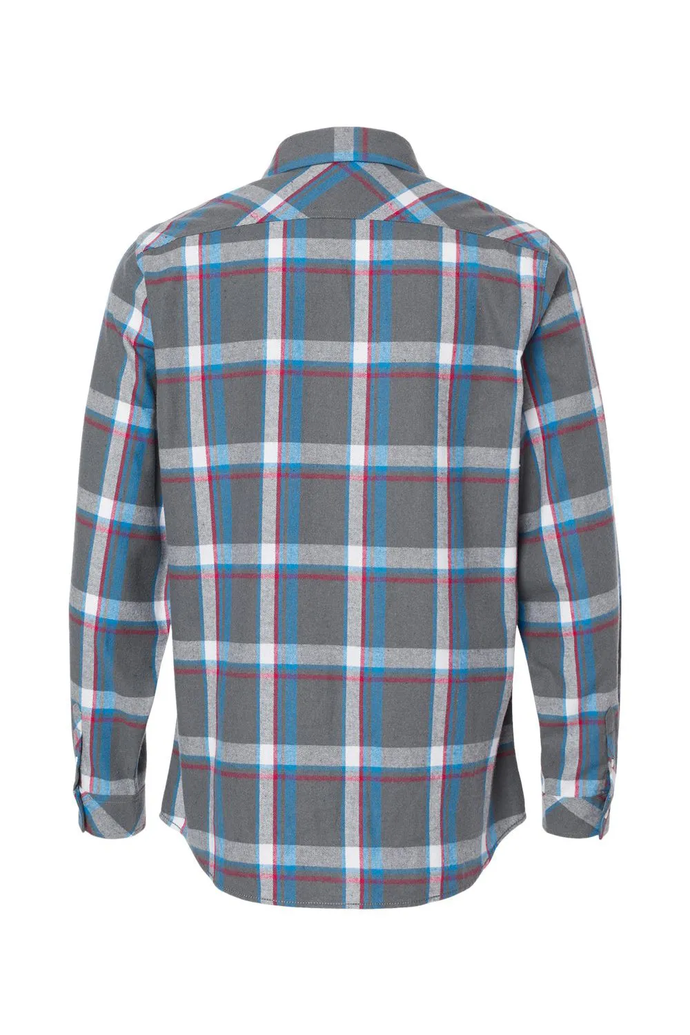 Burnside Mens Flannel Long Sleeve Button Down Shirt w/ Pocket - Steel/White
