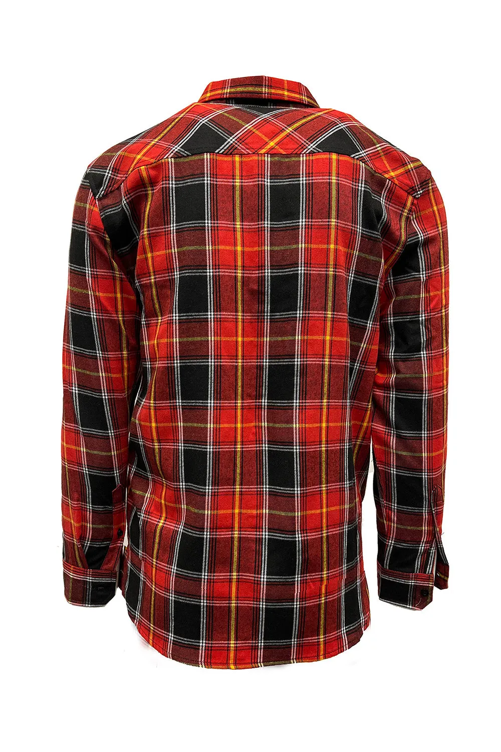 Burnside Mens Perfect Flannel Long Sleeve Button Down Shirt w/ Double Pockets - Fire Red/Black