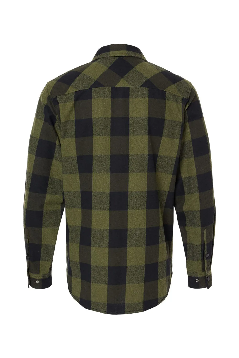 Burnside Mens Plaid Flannel Long Sleeve Snap Down Shirt w/ Double Pockets - Army Green/Black