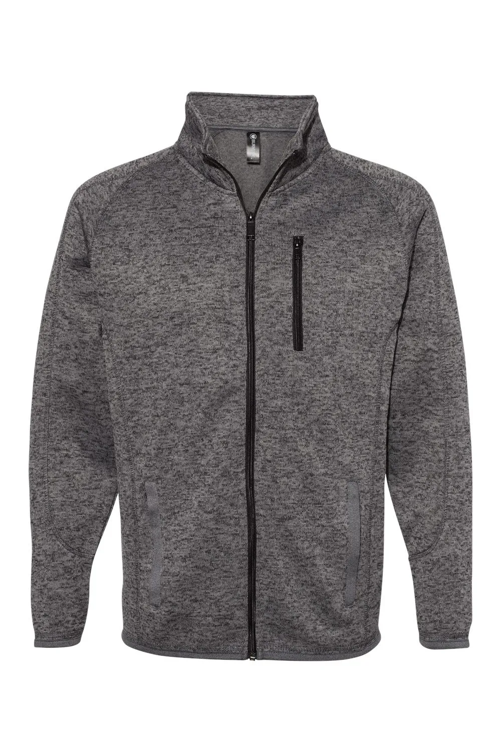 Burnside Mens Sweater Knit Full Zip Jacket - Heather Charcoal Grey