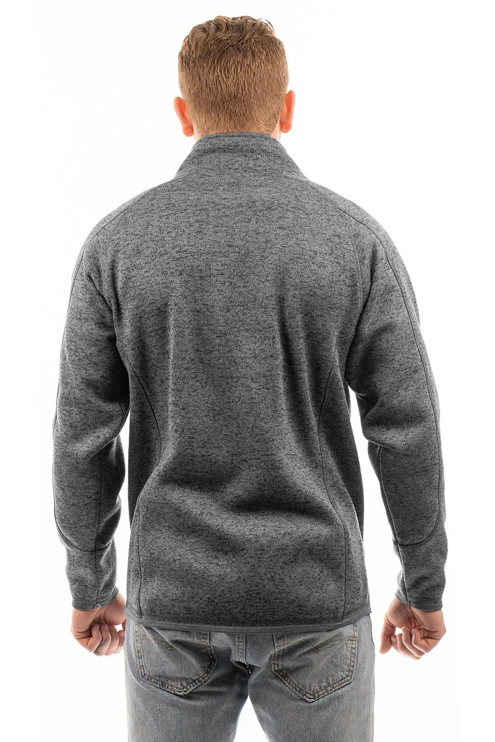 Burnside Mens Sweater Knit Full Zip Jacket - Heather Charcoal Grey