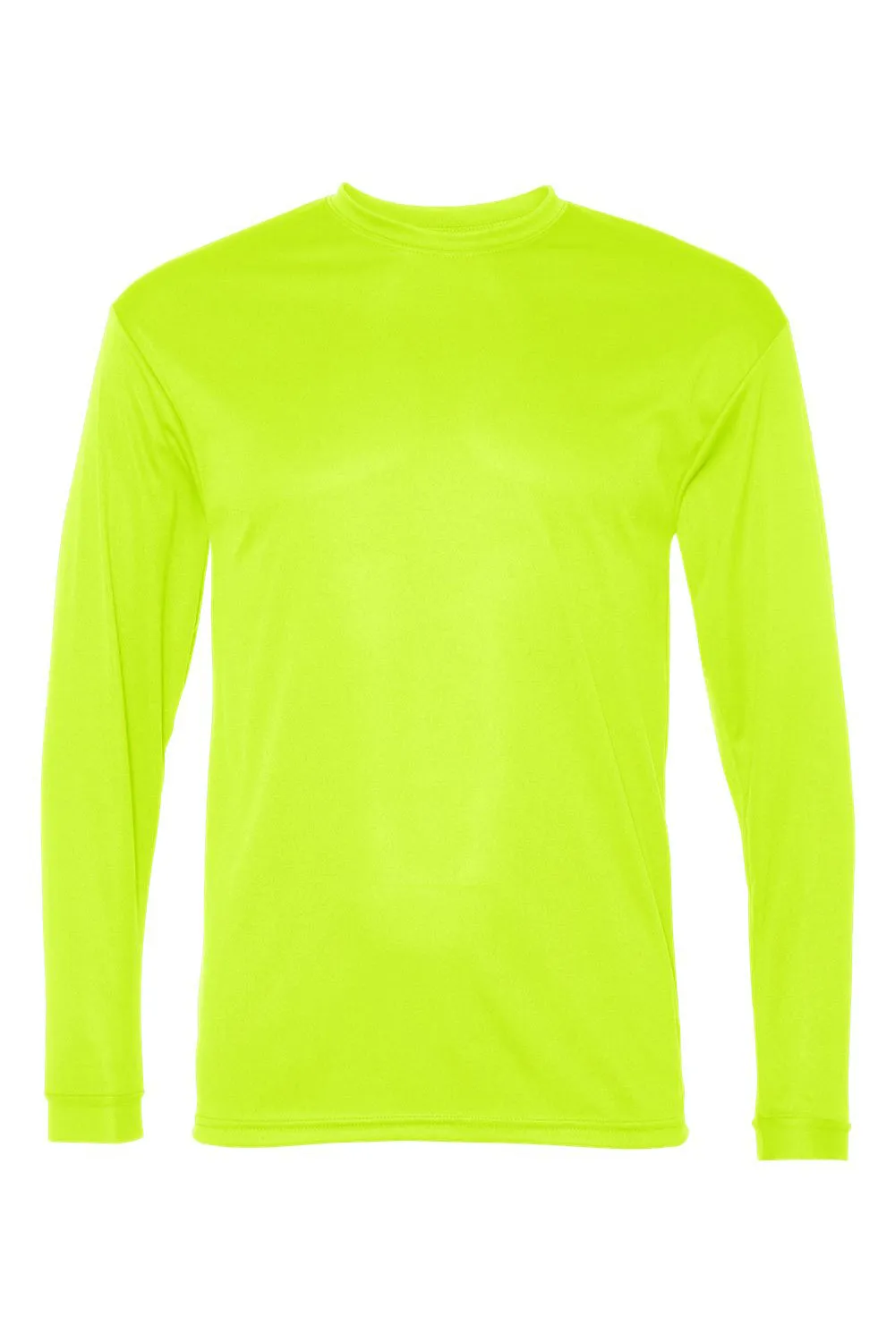 C2 Sport Mens Performance Moisture Wicking Long Sleeve Crewneck T-Shirt - Safety Yellow