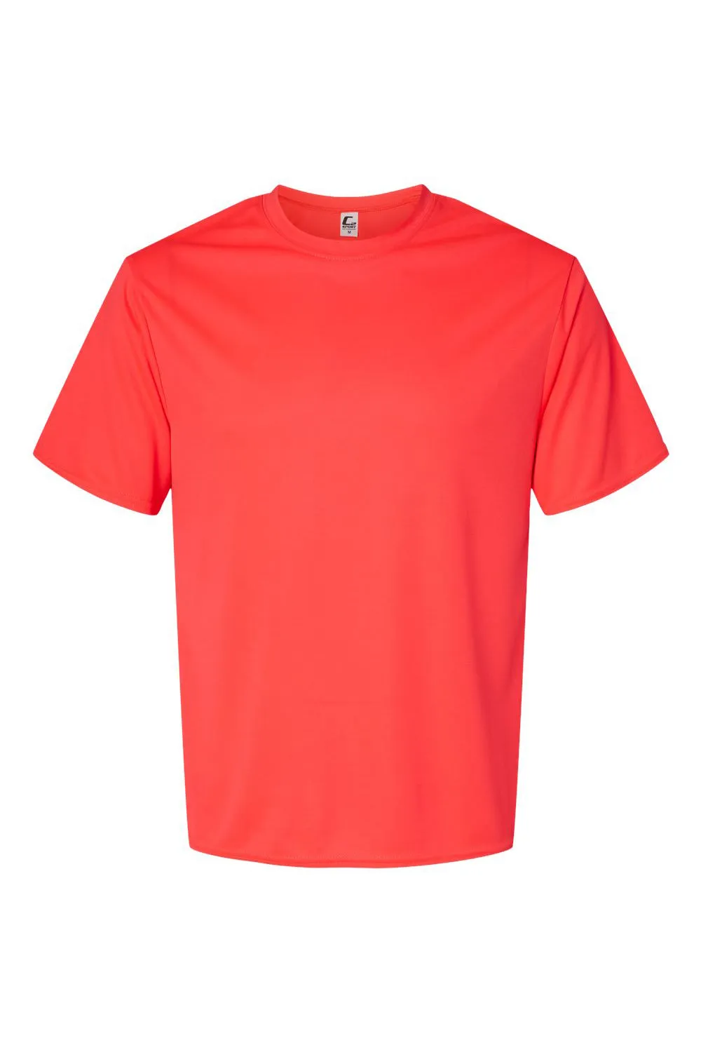 C2 Sport Mens Performance Moisture Wicking Short Sleeve Crewneck T-Shirt - Hot Coral