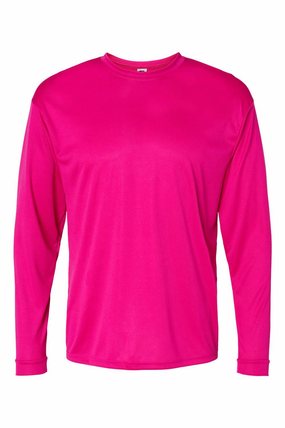 C2 Sport Mens Performance Moisture Wicking Long Sleeve Crewneck T-Shirt - Hot Pink