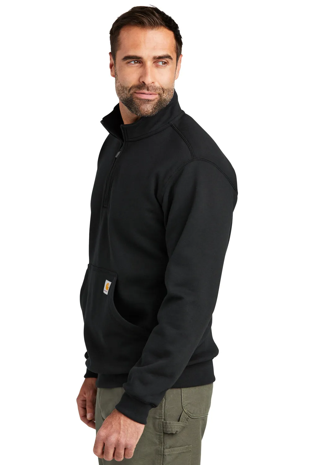 Carhartt Mens 1/4 Zip Sweatshirt w/ Pouch Pocket - Black