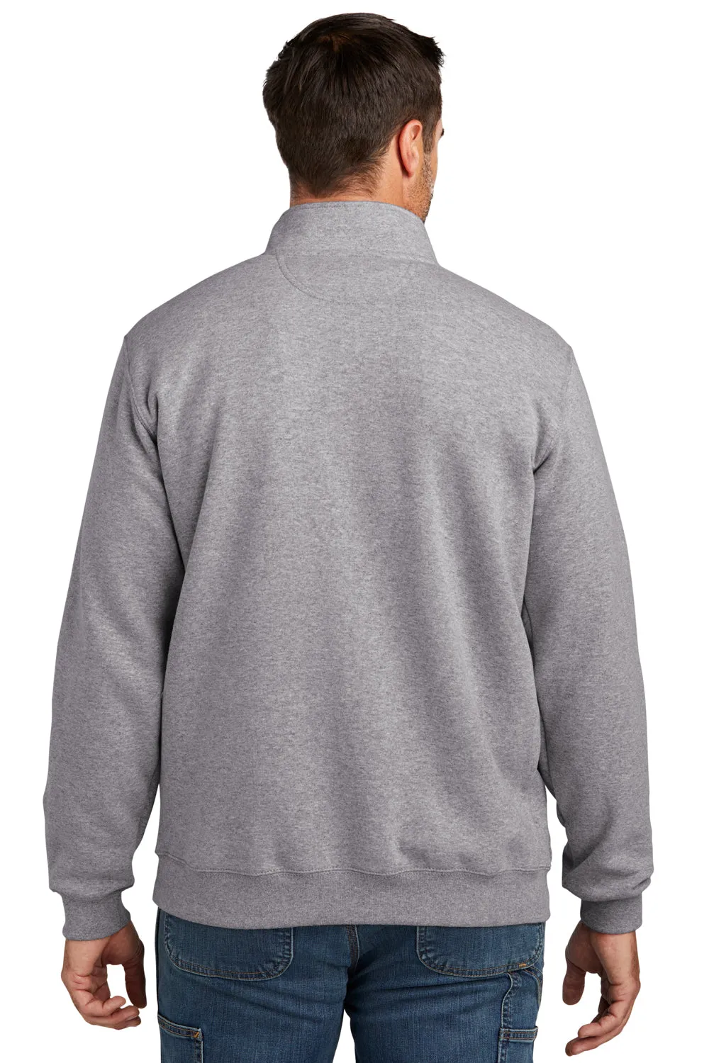 Carhartt Mens 1/4 Zip Sweatshirt w/ Pouch Pocket - Heather Grey