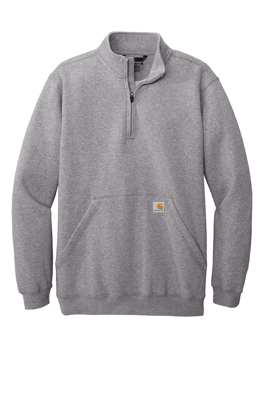 Carhartt Mens 1/4 Zip Sweatshirt w/ Pouch Pocket - Heather Grey