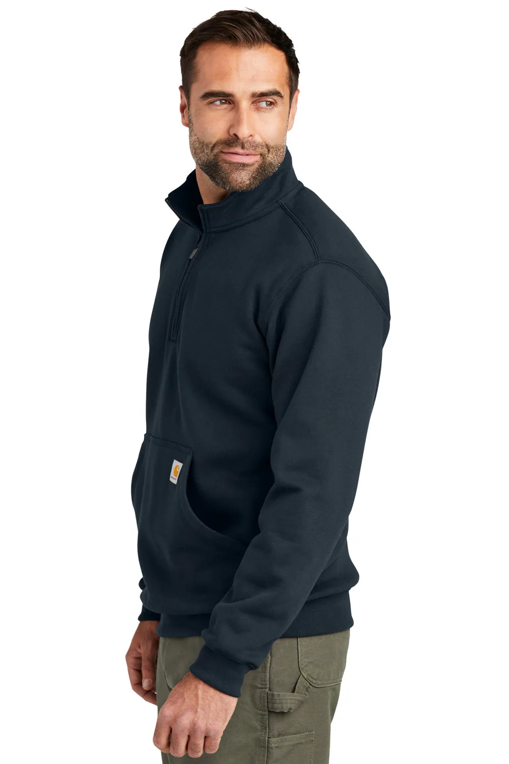 Carhartt Mens 1/4 Zip Sweatshirt w/ Pouch Pocket - New Navy Blue