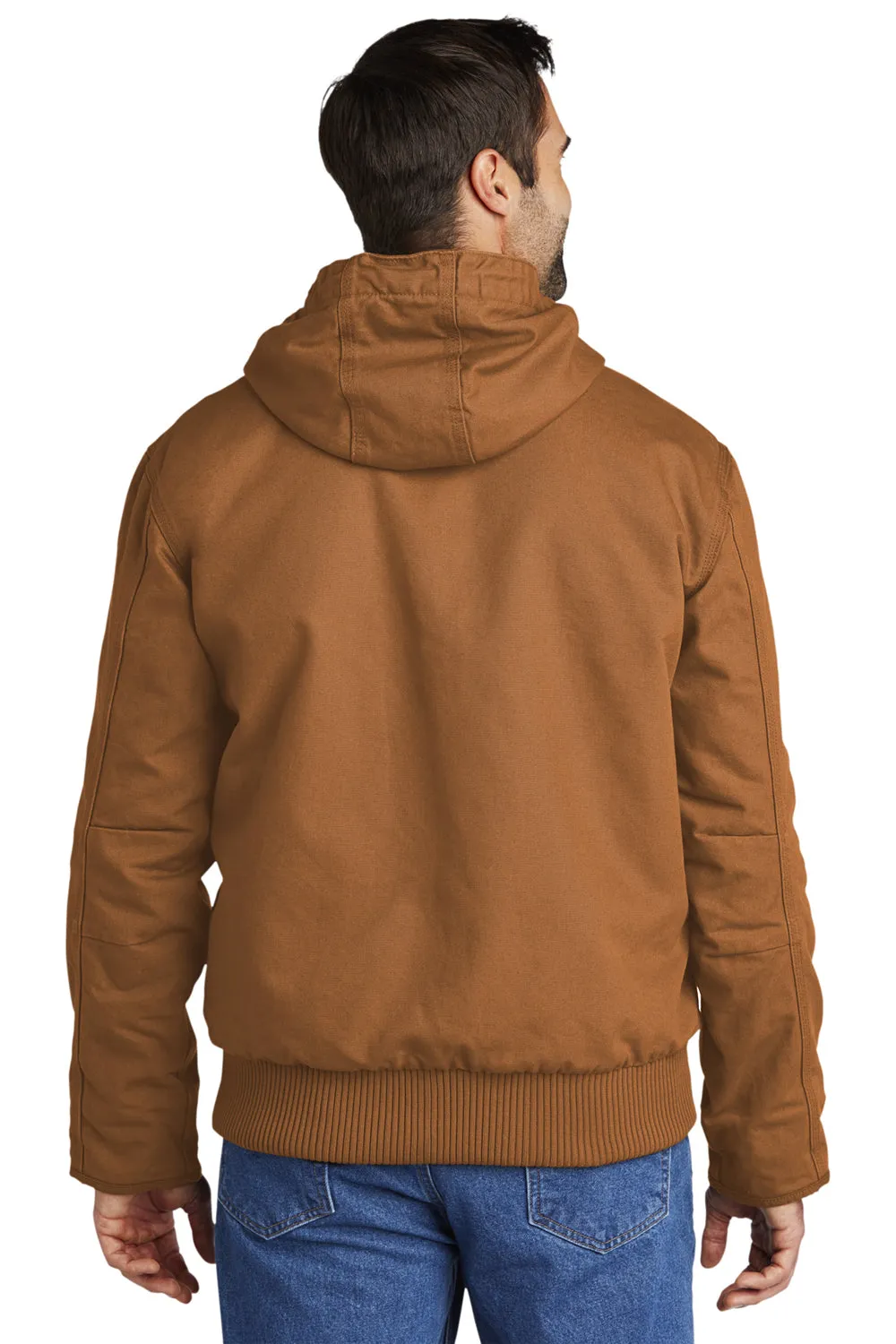 Carhartt Mens Active Washed Duck Full Zip Hooded Jacket - Carhartt Brown