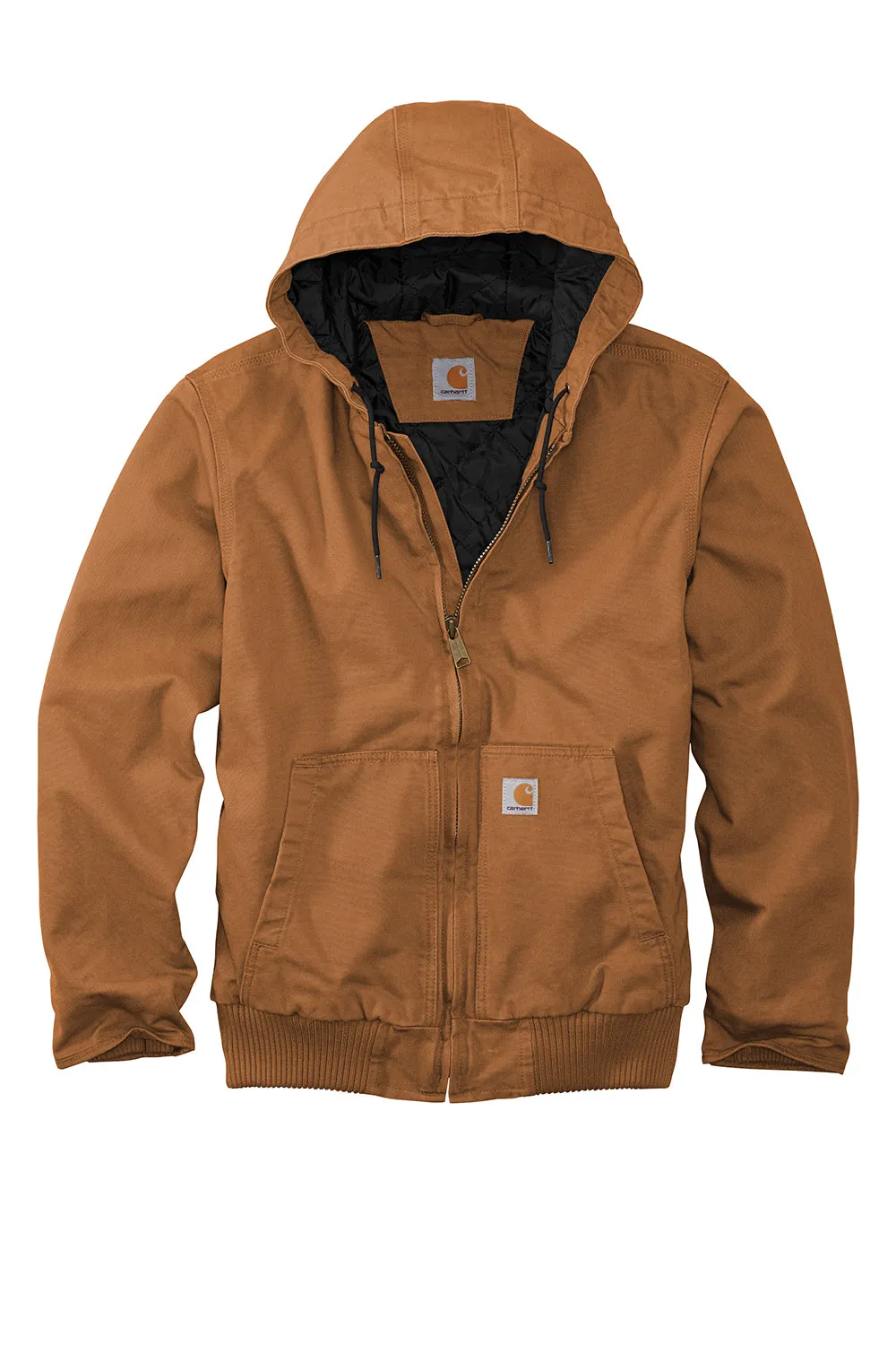 Carhartt Mens Active Washed Duck Full Zip Hooded Jacket - Carhartt Brown