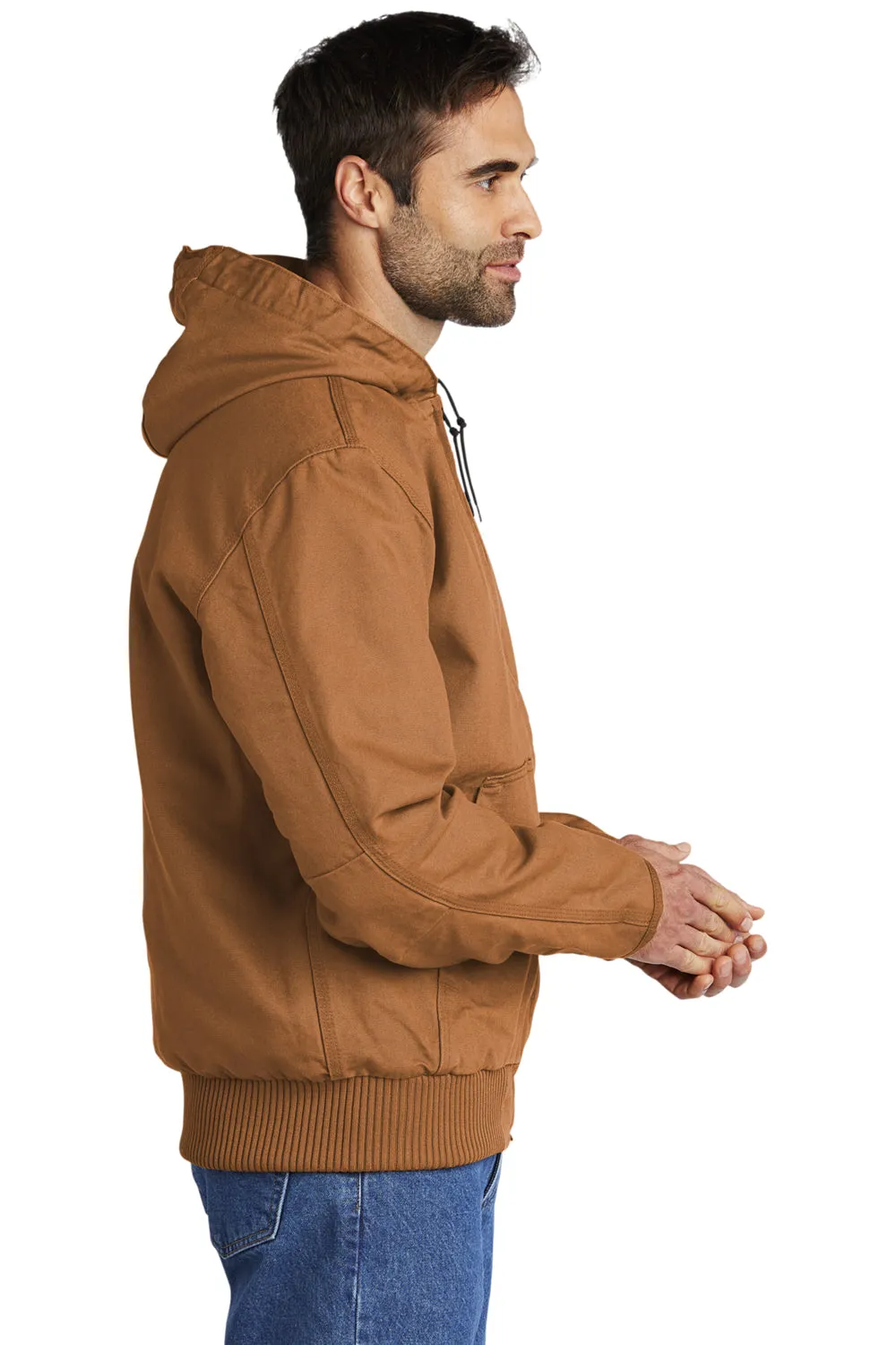 Carhartt Mens Active Washed Duck Full Zip Hooded Jacket - Carhartt Brown