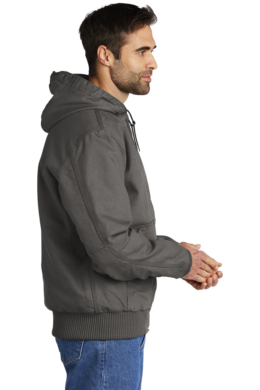 Carhartt Mens Active Washed Duck Full Zip Hooded Jacket - Gravel Grey