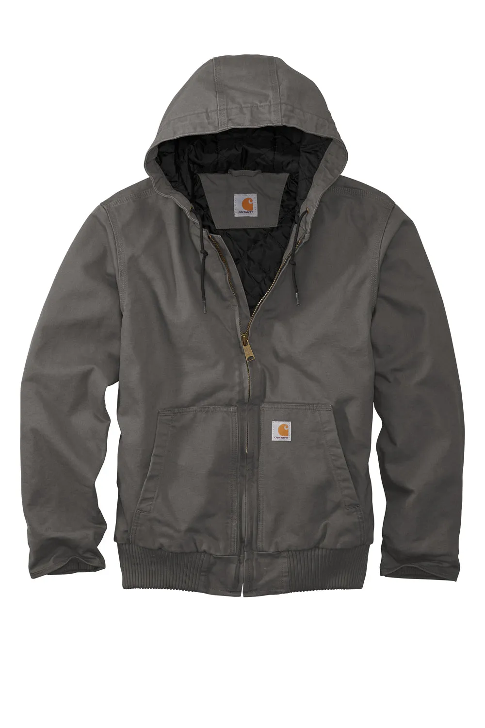 Carhartt Mens Active Washed Duck Full Zip Hooded Jacket - Gravel Grey