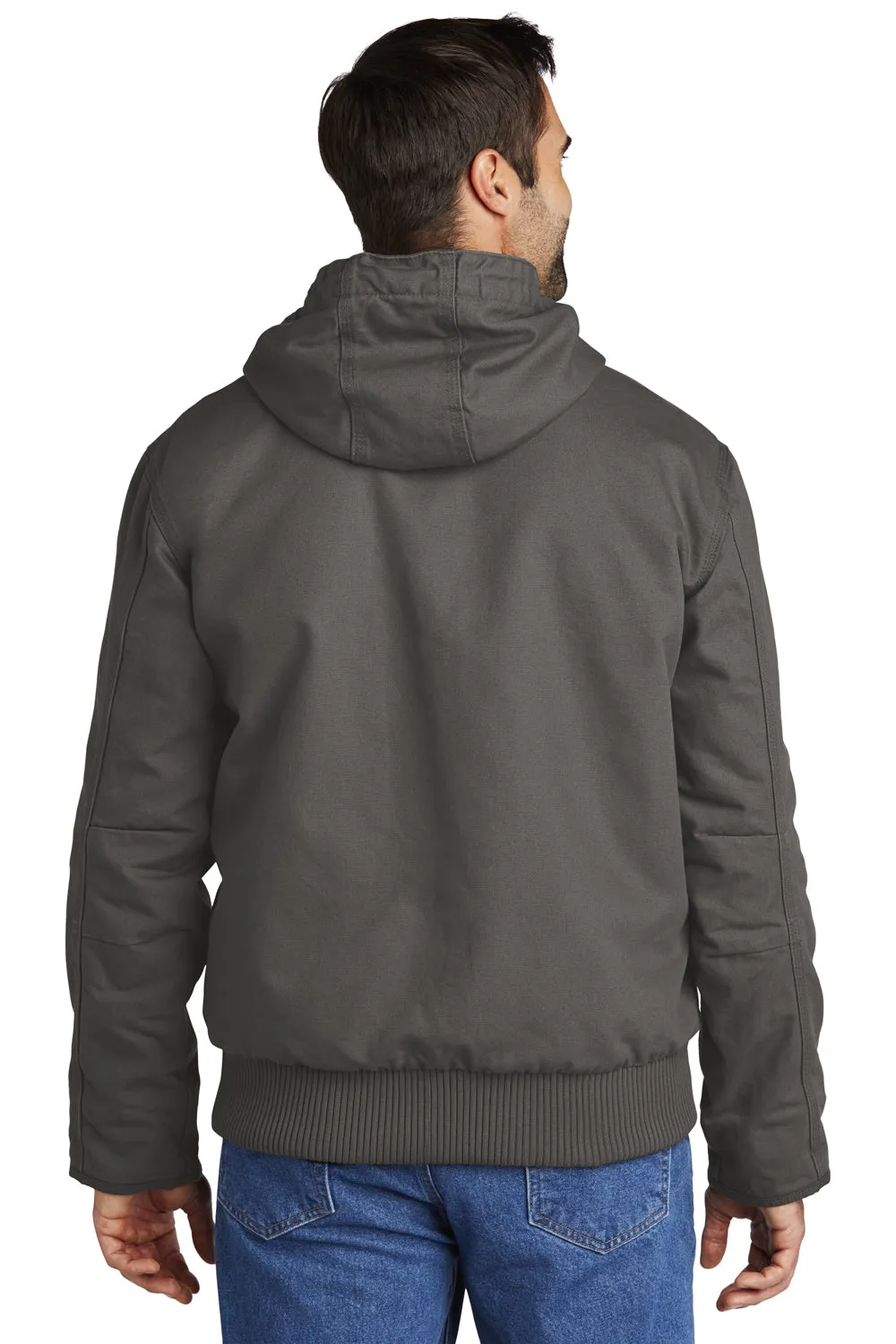 Carhartt Mens Active Washed Duck Full Zip Hooded Jacket - Gravel Grey