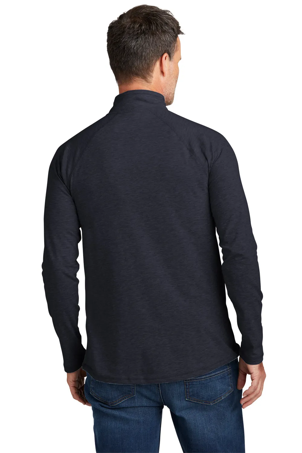 Carhartt Mens Force Moisture Wicking 1/4 Zip Long Sleeve T-Shirt w/ Pocket - Navy Blue