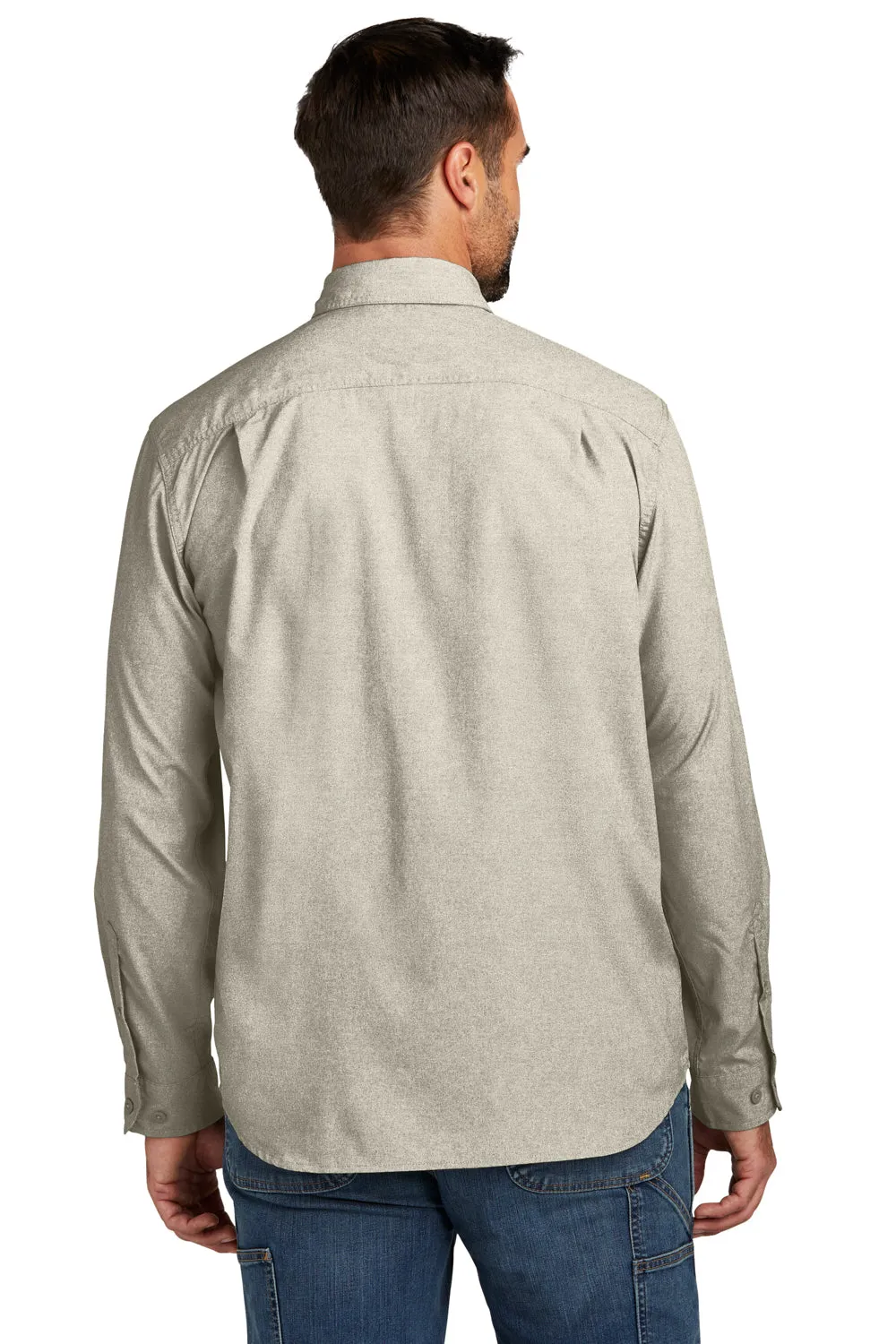 Carhartt Mens Force Moisture Wicking Long Sleeve Button Down Shirt w/ Double Pockets - Steel Grey