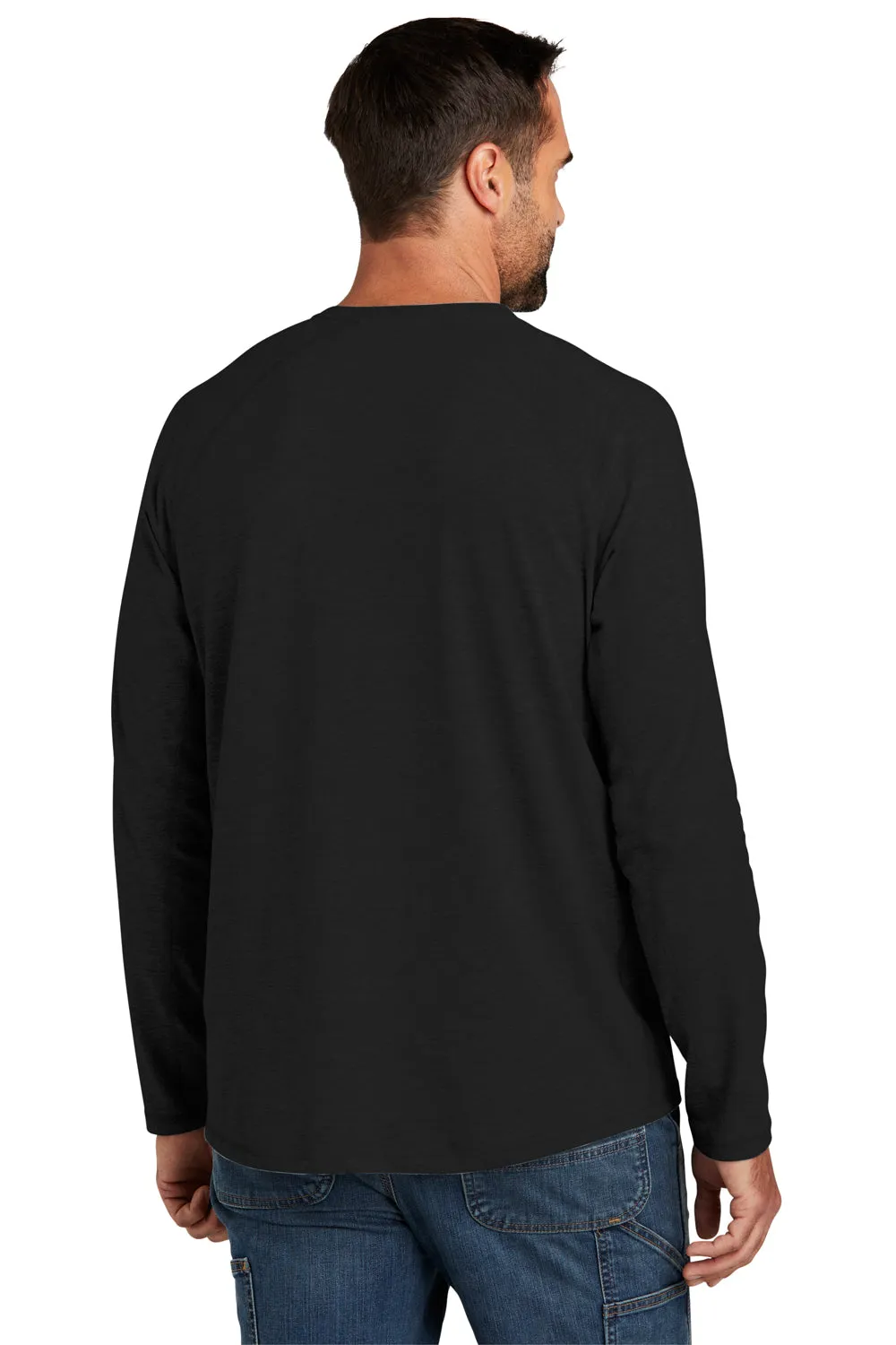 Carhartt Mens Force Moisture Wicking Long Sleeve Crewneck T-Shirt w/ Pocket - Black