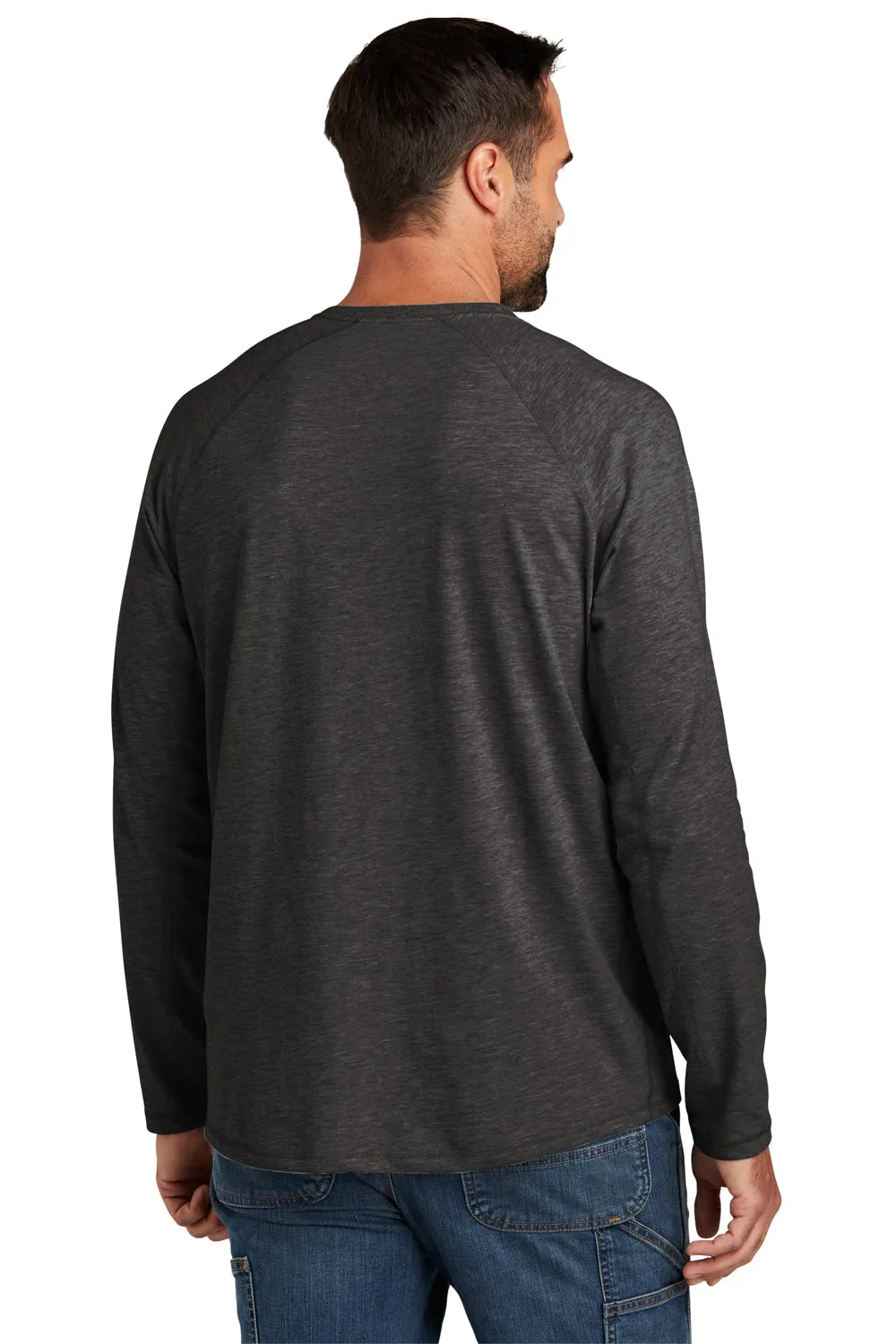 Carhartt Mens Force Moisture Wicking Long Sleeve Crewneck T-Shirt w/ Pocket - Heather Carbon Grey
