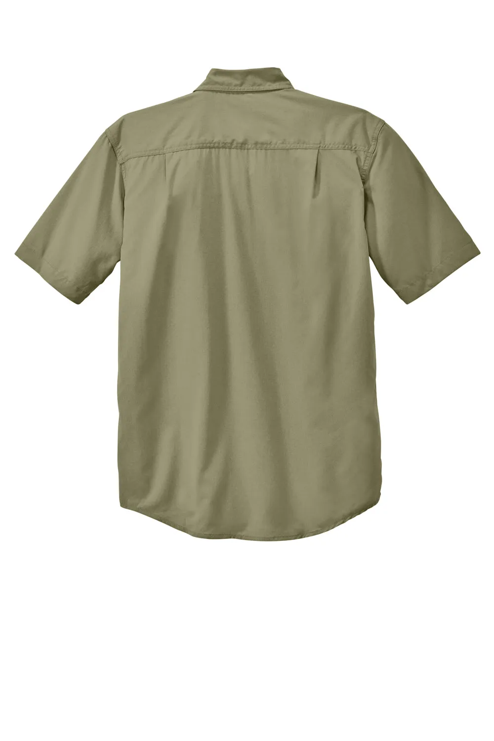 Carhartt Mens Force Moisture Wicking Short Sleeve Button Down Shirt w/ Double Pockets - Burnt Olive Green
