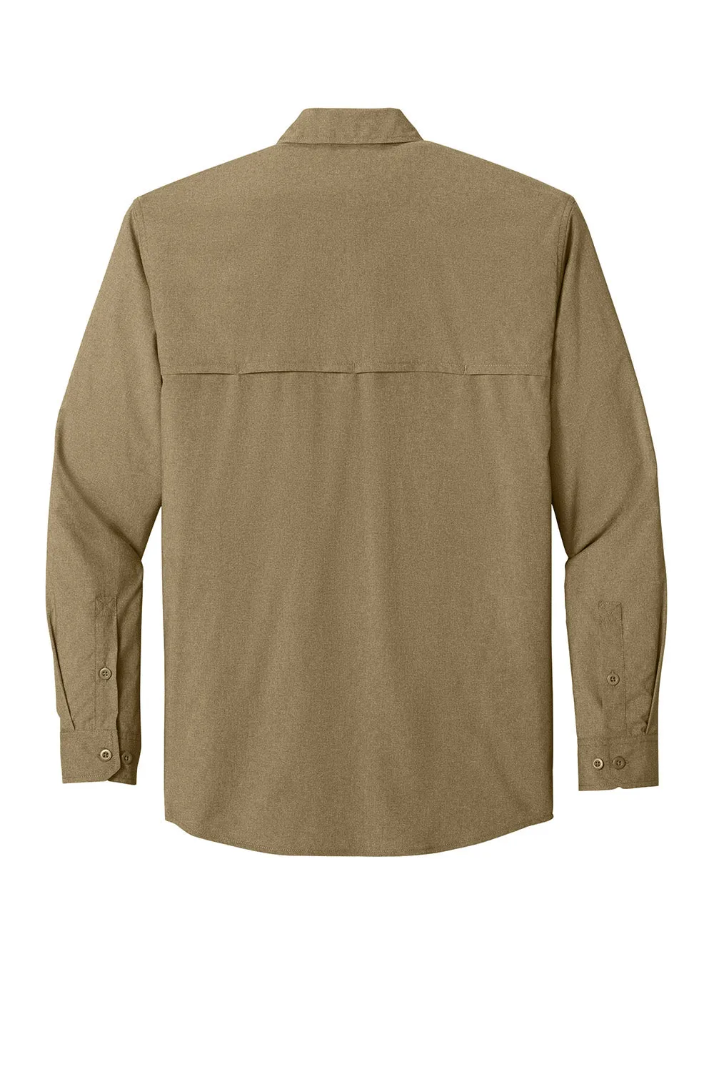 Carhartt Mens Force Sun Defender Moisture Wicking Long Sleeve Button Down Shirt w/ Double Pockets - Dark Khaki Brown