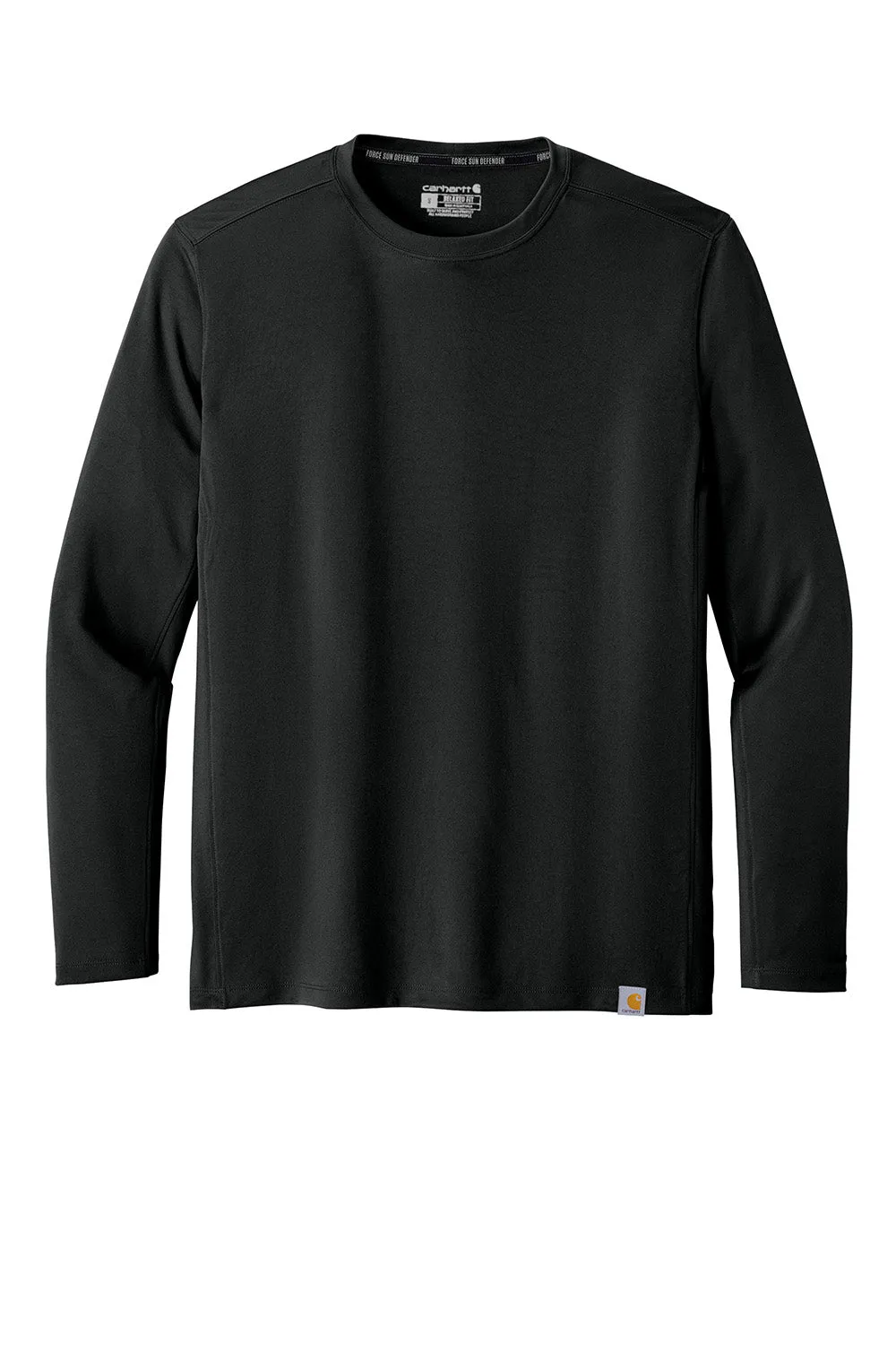 Carhartt Mens Force Sun Defender Moisture Wicking Long Sleeve Crewneck T-Shirt - Black