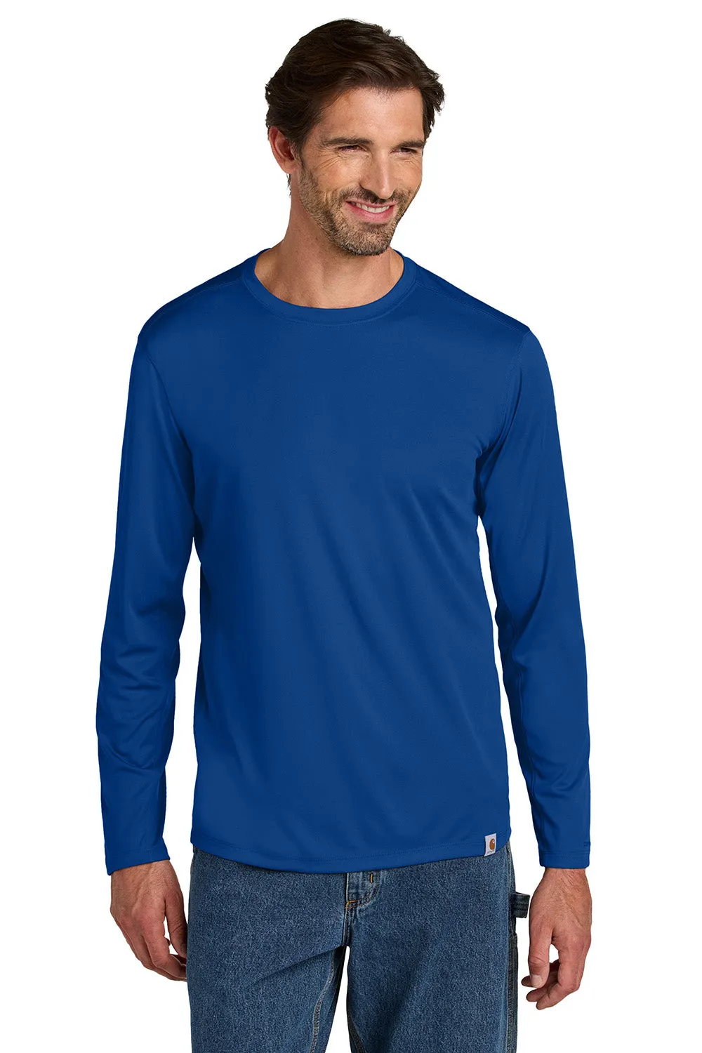 Carhartt Mens Force Sun Defender Moisture Wicking Long Sleeve Crewneck T-Shirt - Royal Glass Blue