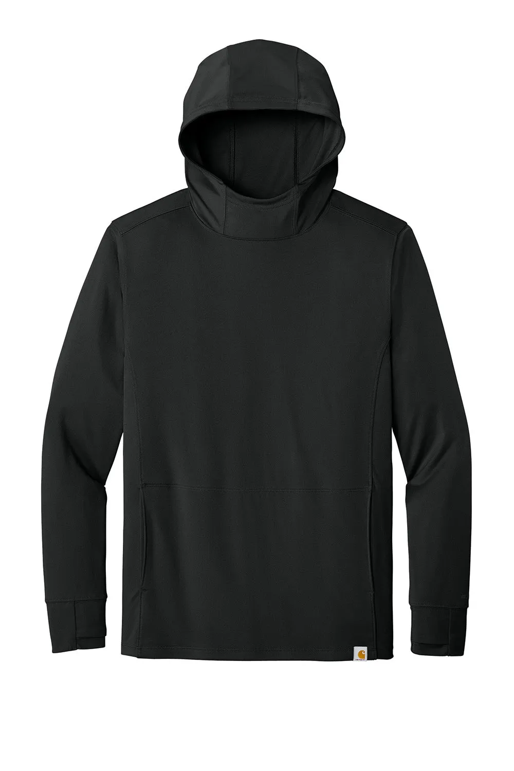 Carhartt Mens Force Sun Defender Moisture Wicking Long Sleeve Hooded T-Shirt Hoodie w/ Pouch Pocket - Black