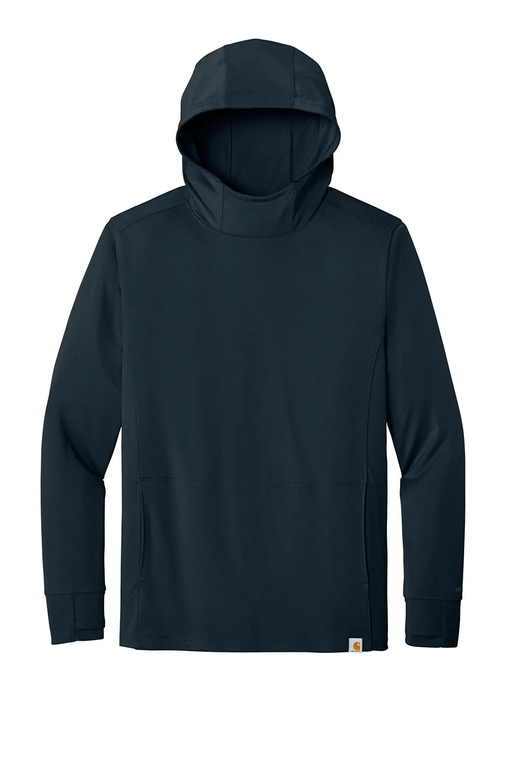 Carhartt Mens Force Sun Defender Moisture Wicking Long Sleeve Hooded T-Shirt Hoodie w/ Pouch Pocket - Navy Blue