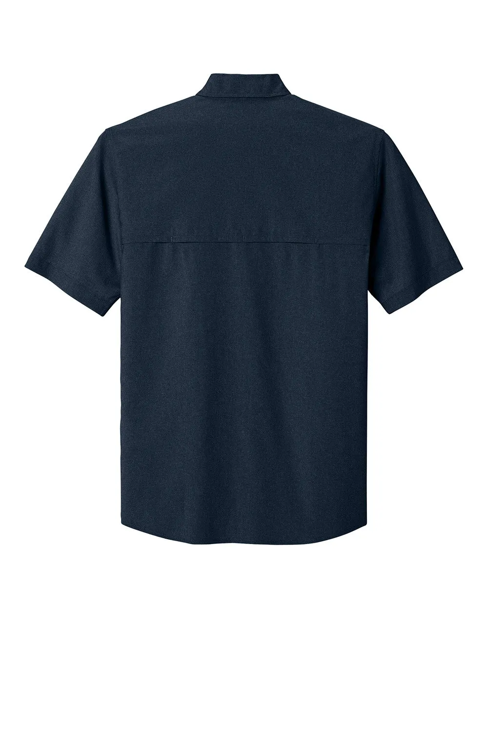 Carhartt Mens Force Sun Defender Moisture Wicking Short Sleeve Button Down Shirt w/ Double Pockets - Navy Blue