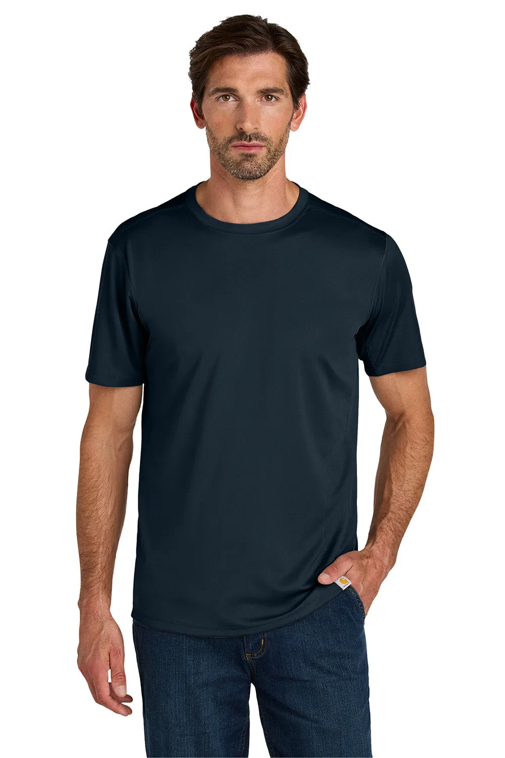 Carhartt Mens Force Sun Defender Moisture Wicking Short Sleeve Crewneck T-Shirt - Navy Blue