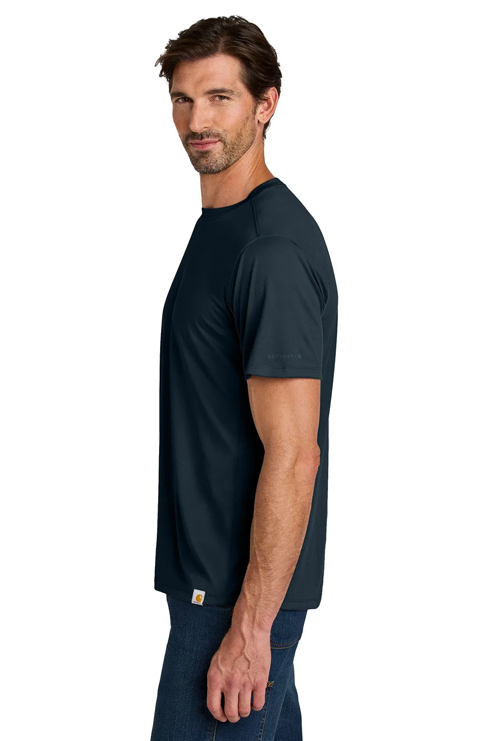Carhartt Mens Force Sun Defender Moisture Wicking Short Sleeve Crewneck T-Shirt - Navy Blue