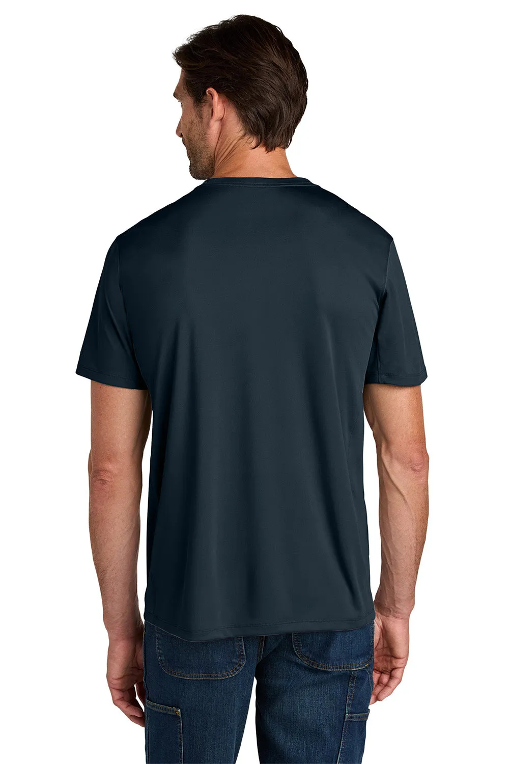 Carhartt Mens Force Sun Defender Moisture Wicking Short Sleeve Crewneck T-Shirt - Navy Blue