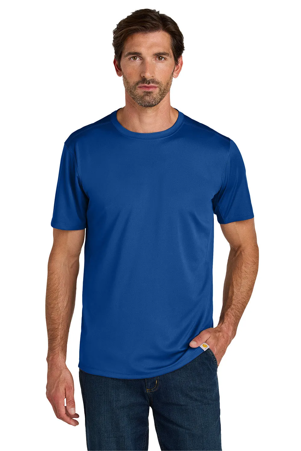 Carhartt Mens Force Sun Defender Moisture Wicking Short Sleeve Crewneck T-Shirt - Royal Glass Blue