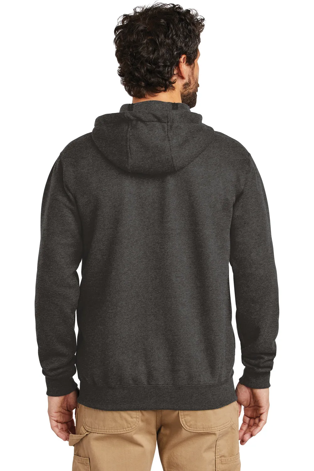 Carhartt Mens Full Zip Hooded Sweatshirt Hoodie w/ Pockets - Heather Carbon Grey