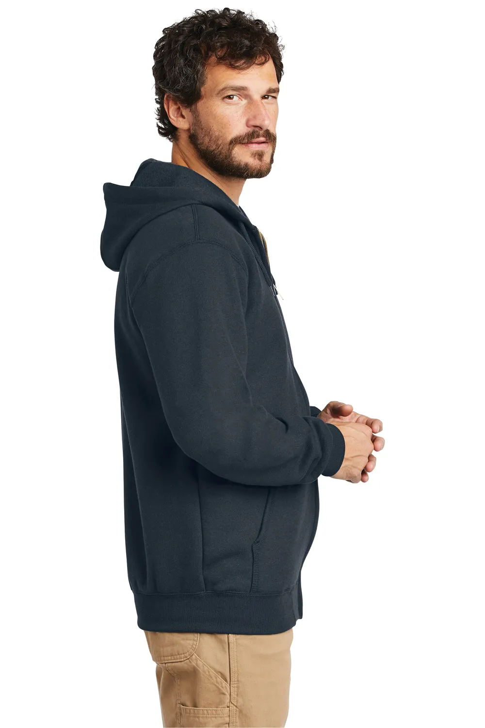 Carhartt Mens Full Zip Hooded Sweatshirt Hoodie w/ Pockets - Navy Blue