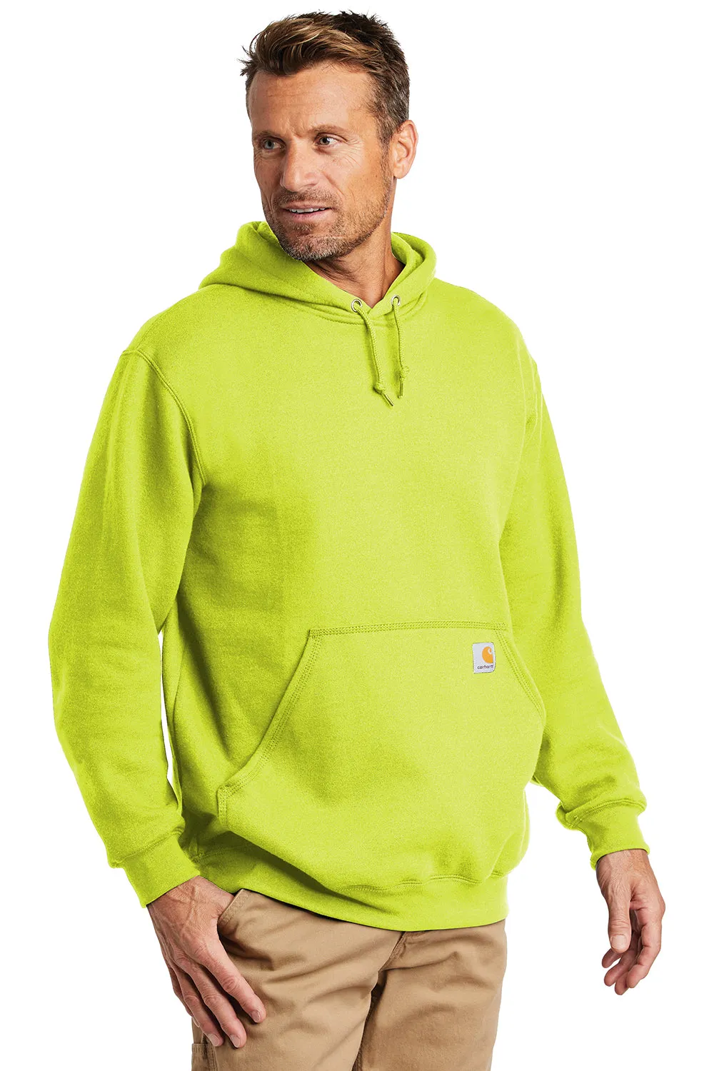 Carhartt Mens Hooded Sweatshirt Hoodie w/ Pouch Pocket - Brite Lime Green