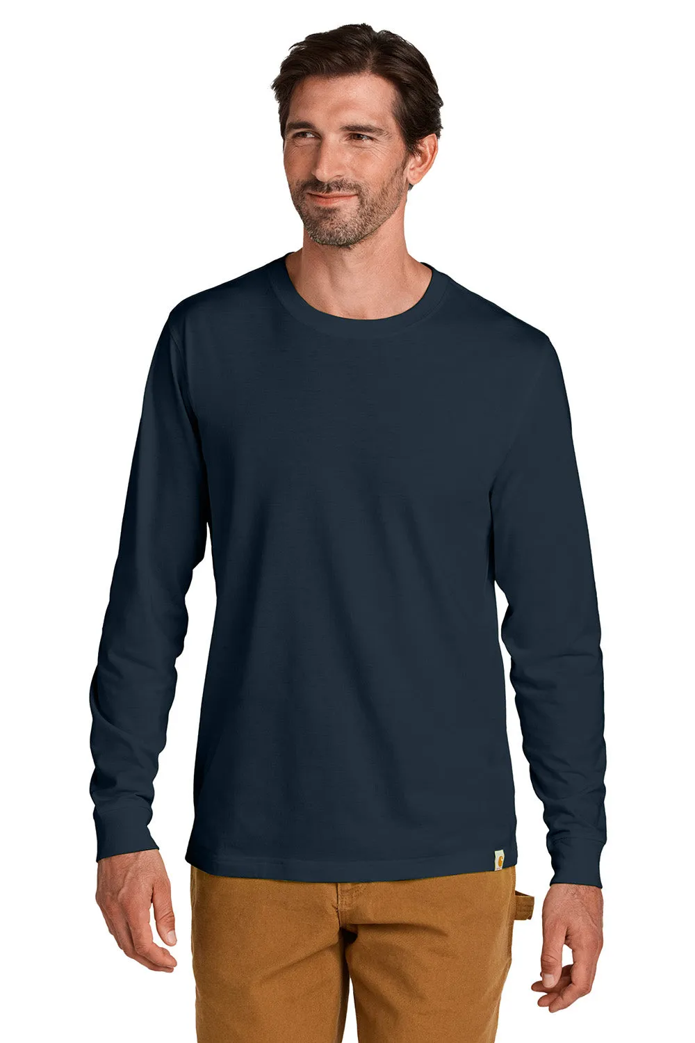 Carhartt Mens Long Sleeve Crewneck T-Shirt - Navy Blue