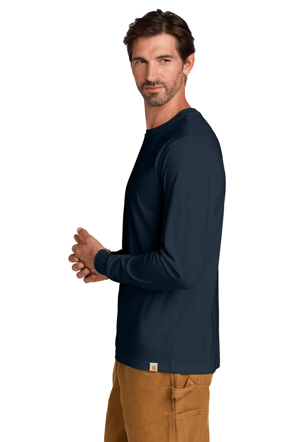 Carhartt Mens Long Sleeve Crewneck T-Shirt - Navy Blue