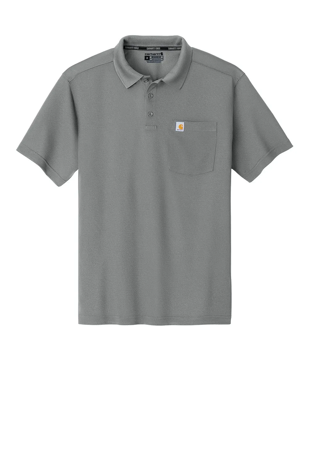 Carhartt Mens Moisture Wicking Short Sleeve Polo Shirt w/ Pocket - Asphalt Grey