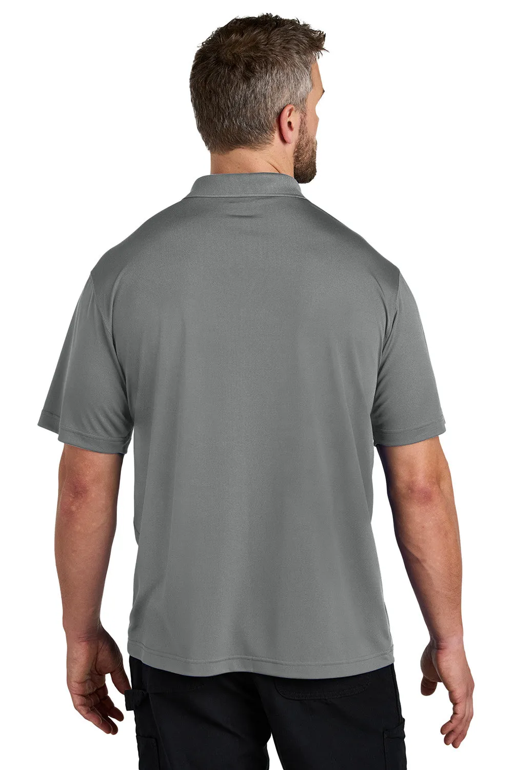 Carhartt Mens Moisture Wicking Short Sleeve Polo Shirt w/ Pocket - Asphalt Grey