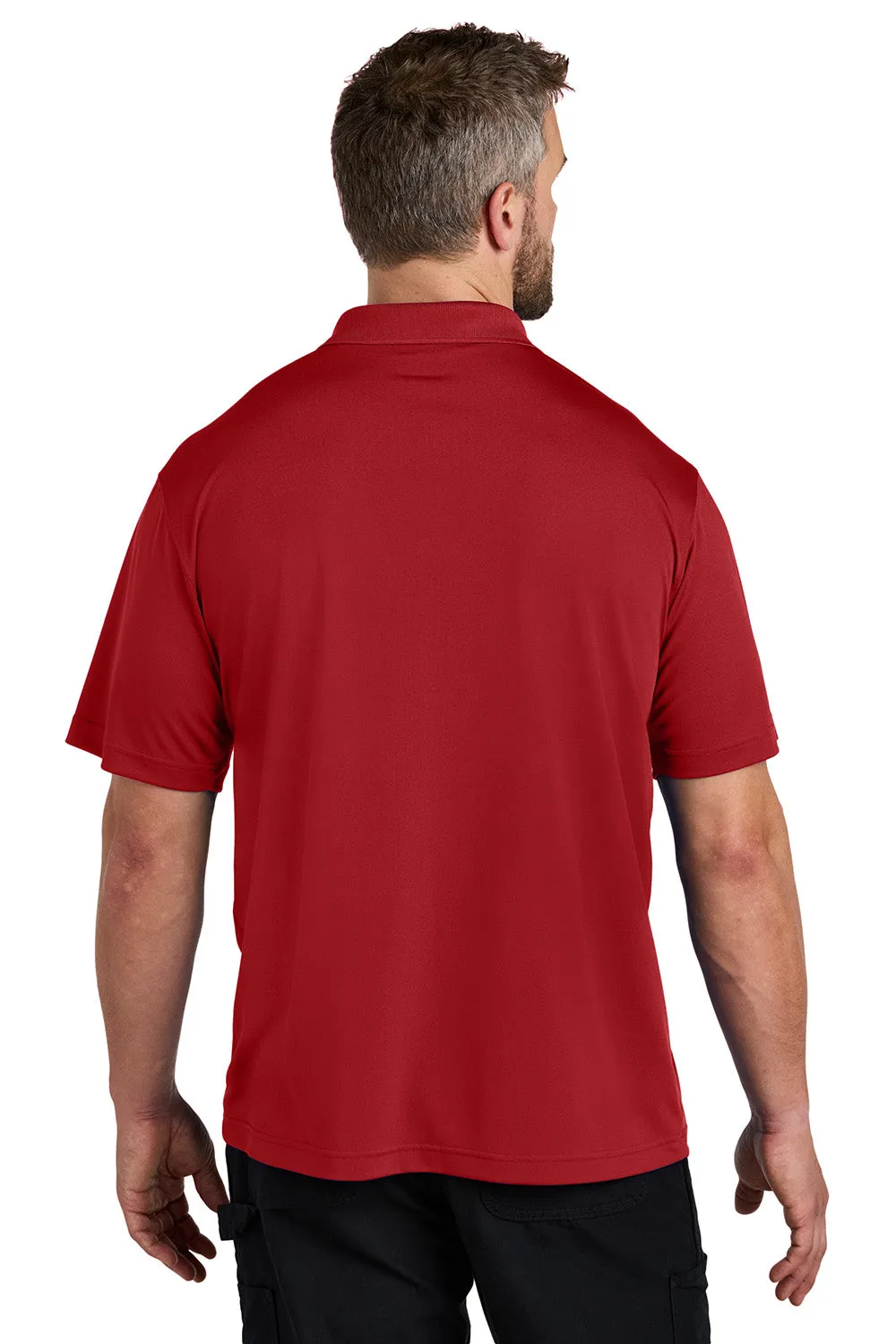 Carhartt Mens Moisture Wicking Short Sleeve Polo Shirt w/ Pocket - Crimson Red