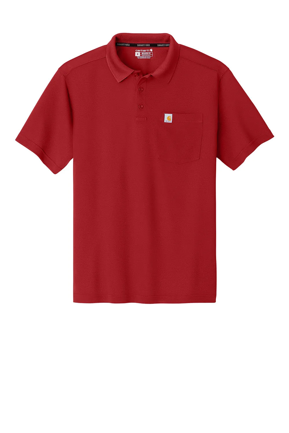 Carhartt Mens Moisture Wicking Short Sleeve Polo Shirt w/ Pocket - Crimson Red
