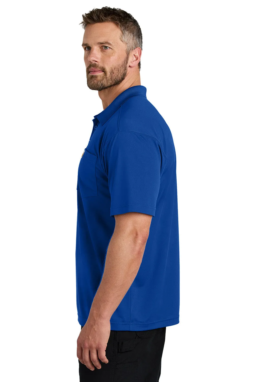 Carhartt Mens Moisture Wicking Short Sleeve Polo Shirt w/ Pocket - Royal Glass Blue