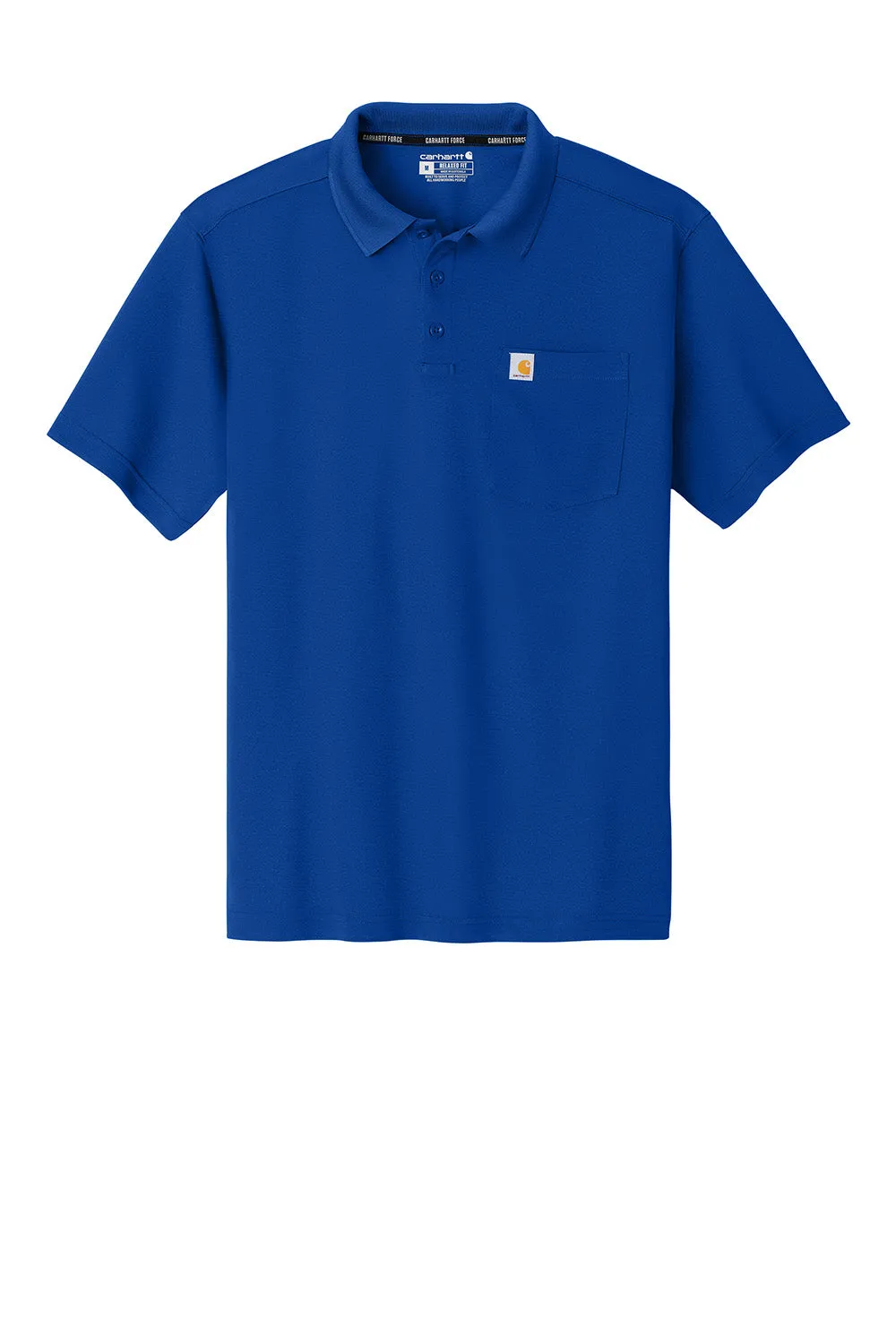 Carhartt Mens Moisture Wicking Short Sleeve Polo Shirt w/ Pocket - Royal Glass Blue