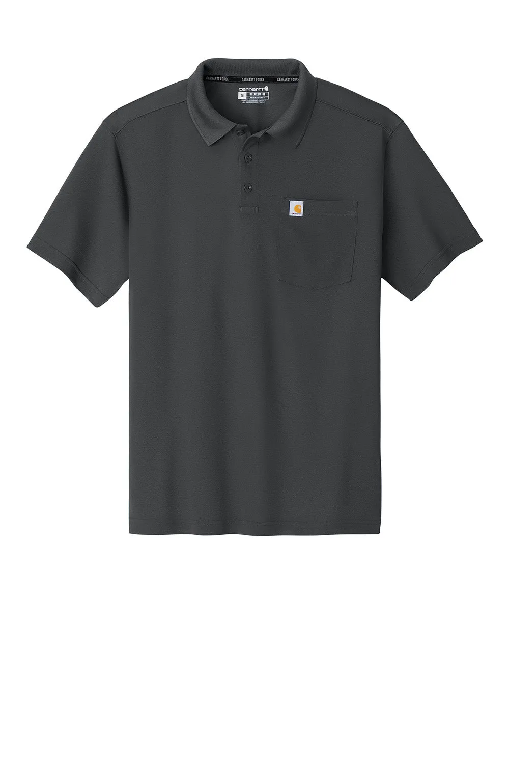 Carhartt Mens Moisture Wicking Short Sleeve Polo Shirt w/ Pocket - Shadow Grey