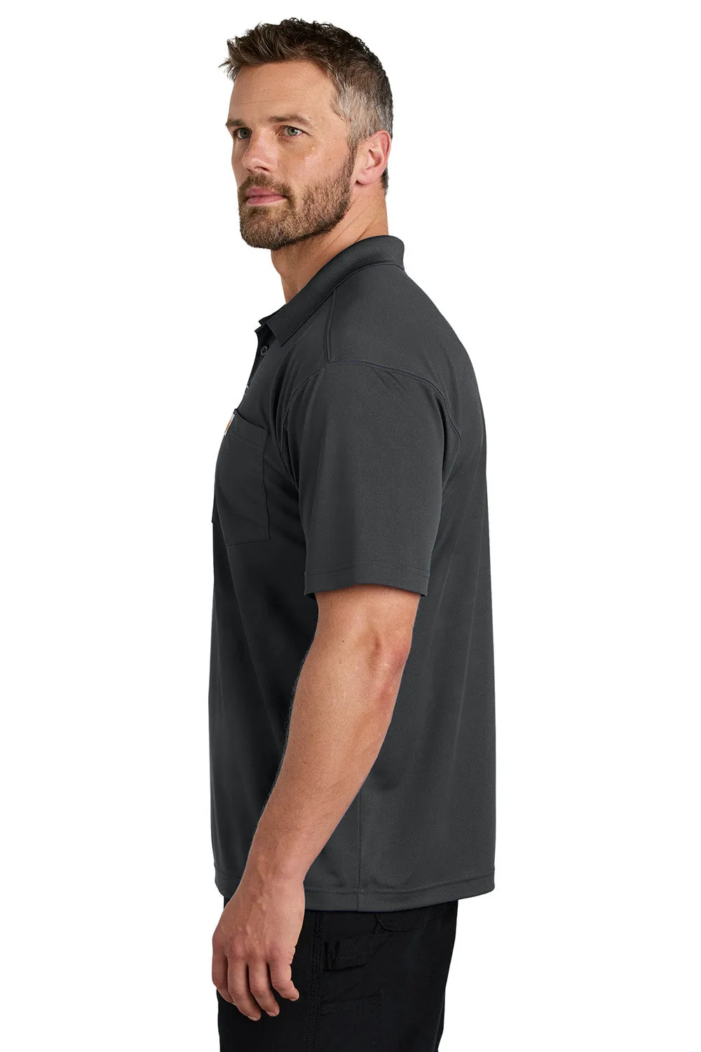 Carhartt Mens Moisture Wicking Short Sleeve Polo Shirt w/ Pocket - Shadow Grey