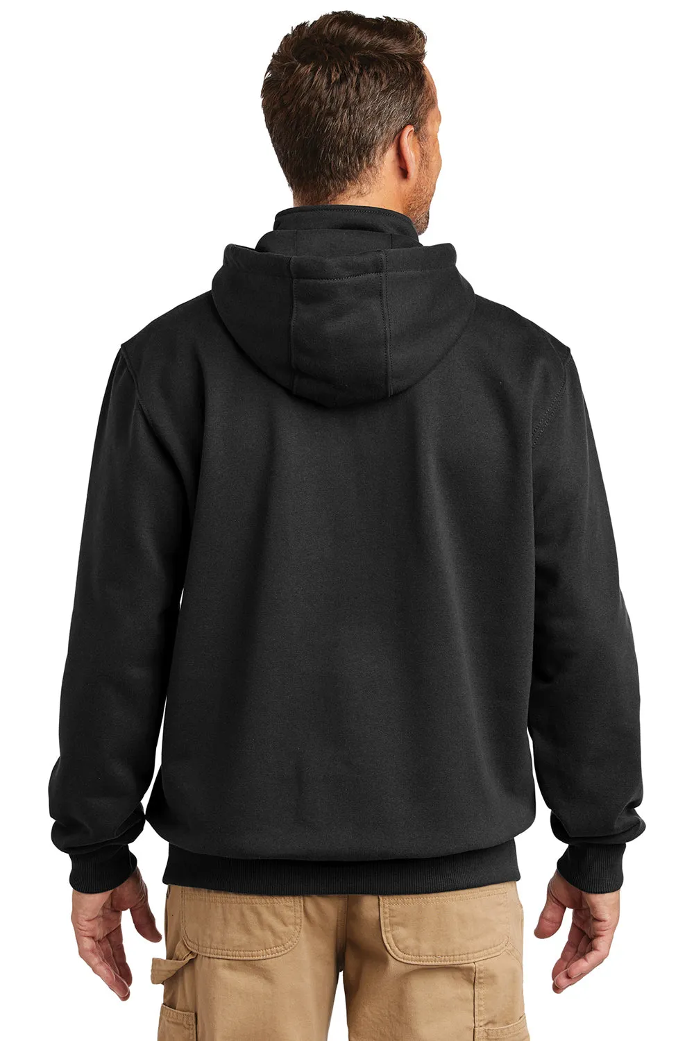 Carhartt Mens Paxton Rain Defender Water Resistant 1/4 Zip Hooded Sweatshirt Hoodie w/ Pouch Pocket - Black