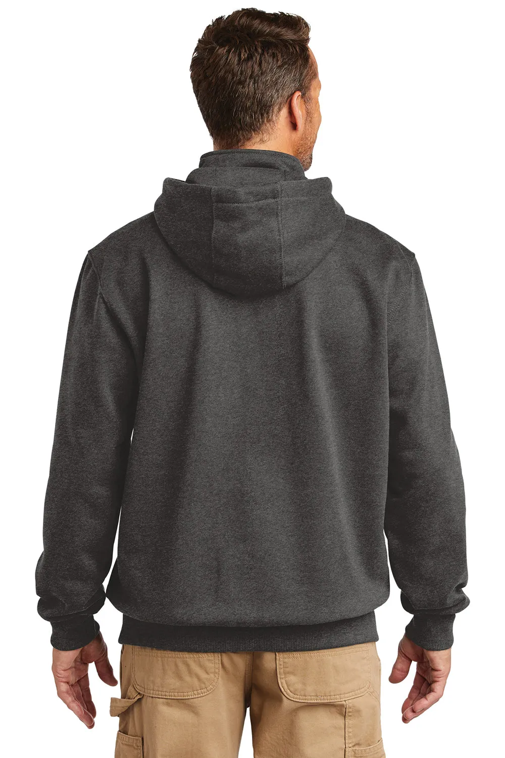 Carhartt Mens Paxton Rain Defender Water Resistant 1/4 Zip Hooded Sweatshirt Hoodie w/ Pouch Pocket - Heather Carbon Grey