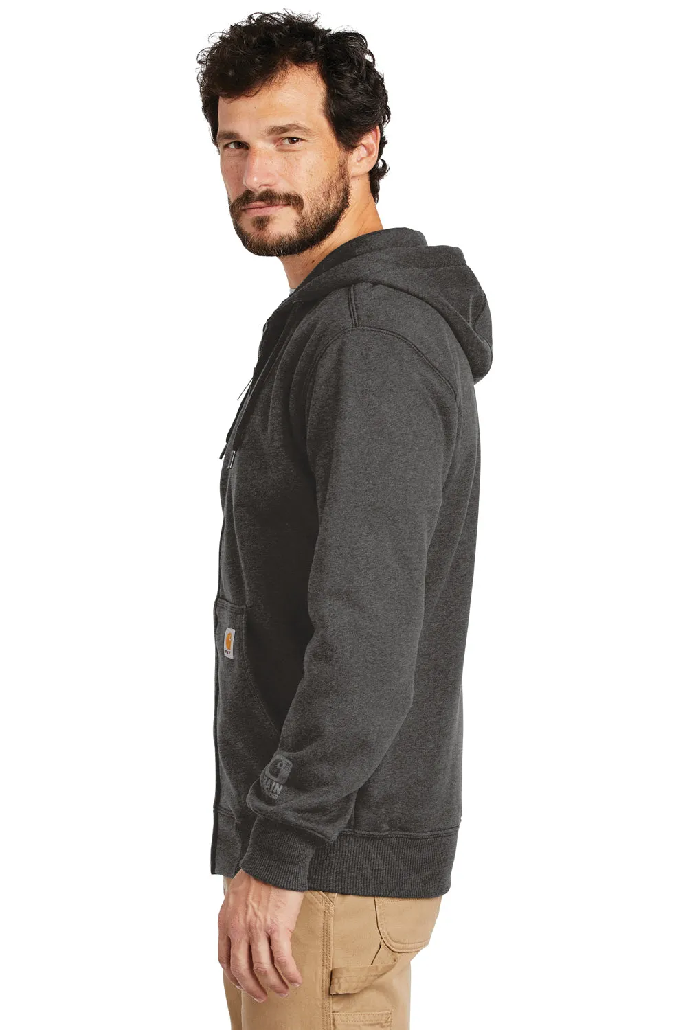 Carhartt Mens Paxton Rain Defender Water Resistant Full Zip Hooded Sweatshirt Hoodie w/ Pockets - Heather Carbon Grey